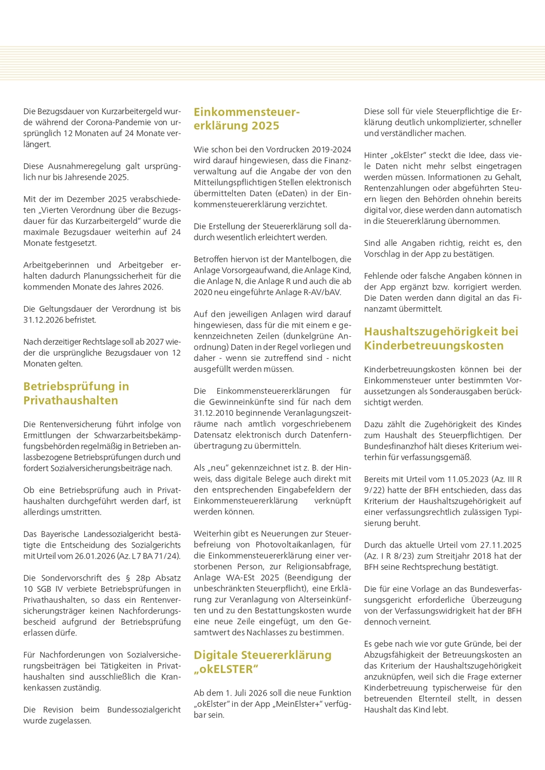 Logo Kanzlei LL.B., LL.M., MDE, StFA - Unternehmensberatung, Laufende Buchführung und Lohnabrechnungen - Artikel