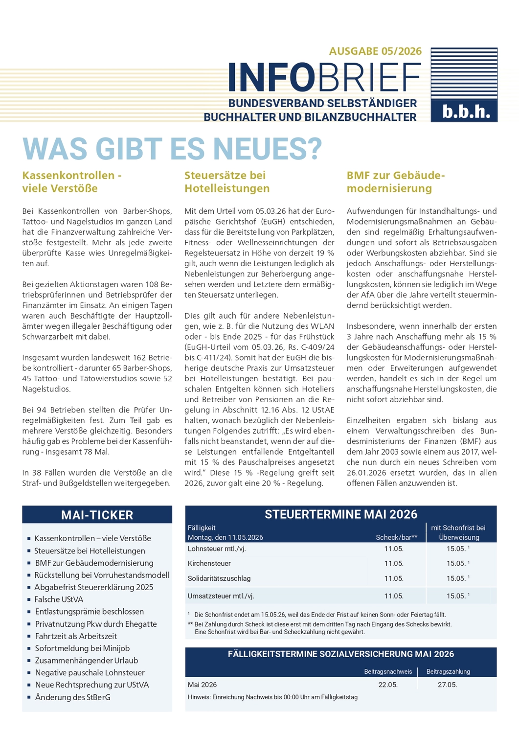 Logo Kanzlei LL.B., LL.M., MDE, StFA - Unternehmensberatung, Laufende Buchführung und Lohnabrechnungen - Artikel