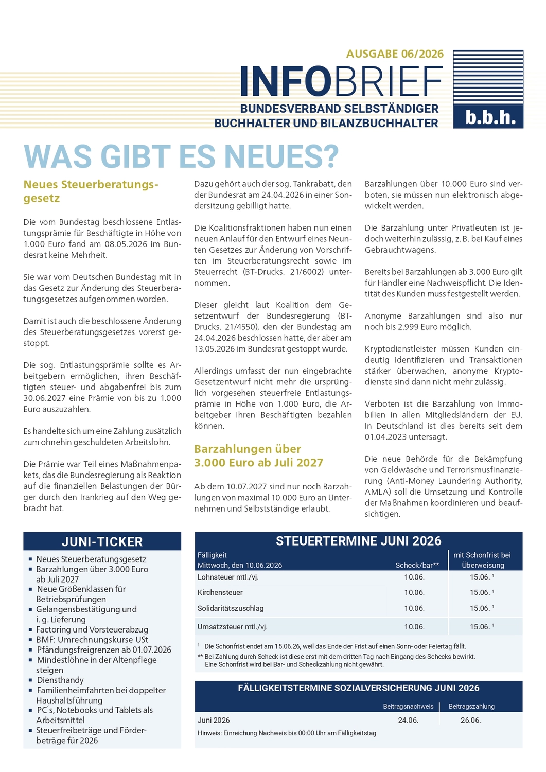 Logo Kanzlei LL.B., LL.M., MDE, StFA - Unternehmensberatung, Laufende Buchführung und Lohnabrechnungen - Artikel